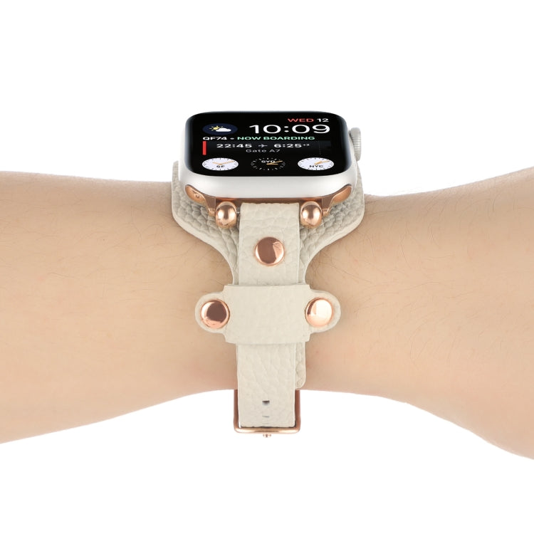 Lisslune | Leather Bracelet Watch Band for Apple Watch Series 9&8&7 41mm / SE 3&SE 2&6&SE&5&4 40mm / 3&2&1 38mm (Beige)