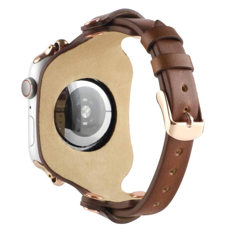 Lisslune | Bracelet Leather Watch Band for Apple Watch Series 9&8&7 41mm / SE 3&SE 2&6&SE&5&4 40mm / 3&2&1 38mm (Dark Brown)