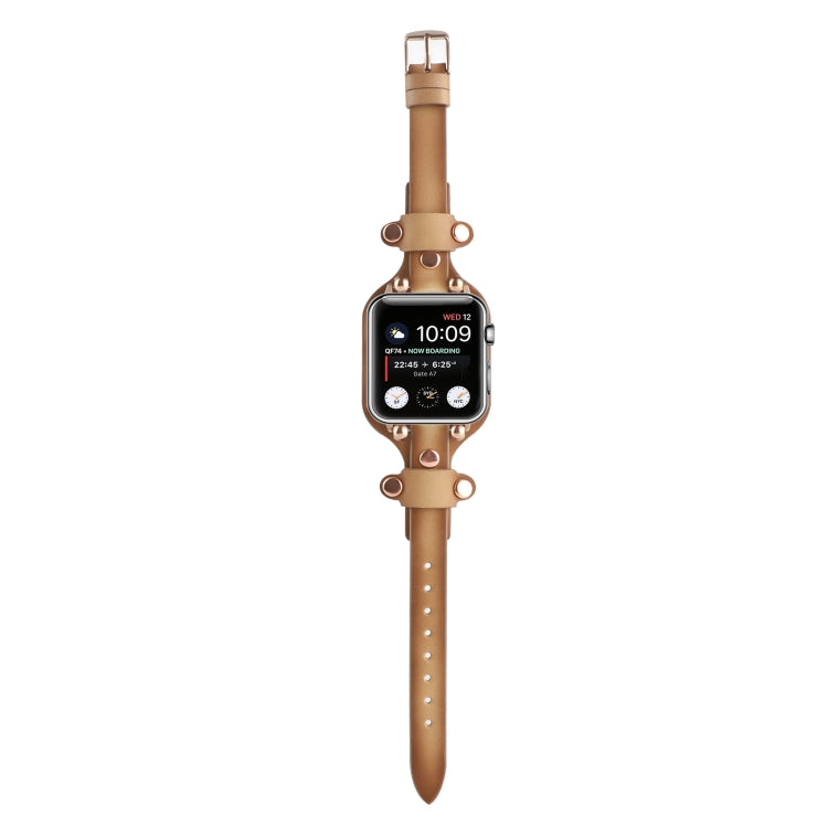 Lisslune | Bracelet Leather Watch Band for Apple Watch Series 9&8&7 41mm / SE 3&SE 2&6&SE&5&4 40mm / 3&2&1 38mm (Light Brown)