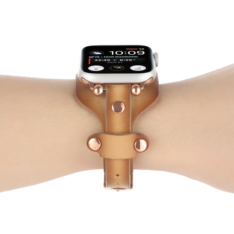 Lisslune | Bracelet Leather Watch Band for Apple Watch Series 9&8&7 41mm / SE 3&SE 2&6&SE&5&4 40mm / 3&2&1 38mm (Light Brown)