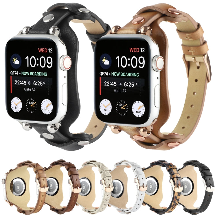 Lisslune | Bracelet Leather Watch Band for Apple Watch Series 9&8&7 41mm / SE 3&SE 2&6&SE&5&4 40mm / 3&2&1 38mm (Light Brown)