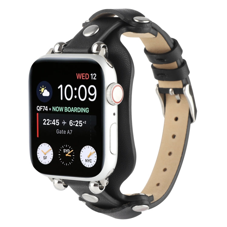 Lisslune | Bracelet Leather Watch Band for Apple Watch Ultra 49mm & Watch Ultra 2 49mm / Series 9 & 8 & 7 45mm / SE 3 & SE 2 & 6 & SE & 5 & 4 44mm / 3 & 2 & 1 42mm (Black)