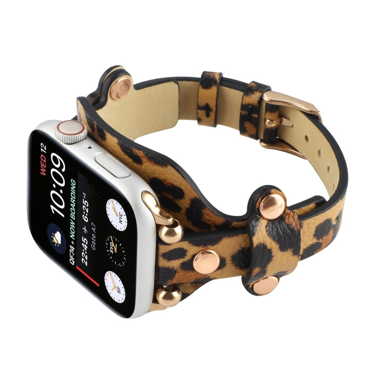 Lisslune | Leather Bracelet Watch Band for Apple Watch Ultra 49mm & Watch Ultra 2 49mm / Series 9 & 8 & 7 45mm / SE 3 & SE 2 & 6 & SE & 5 & 4 44mm / 3 & 2 & 1 42mm (Leopard Print)