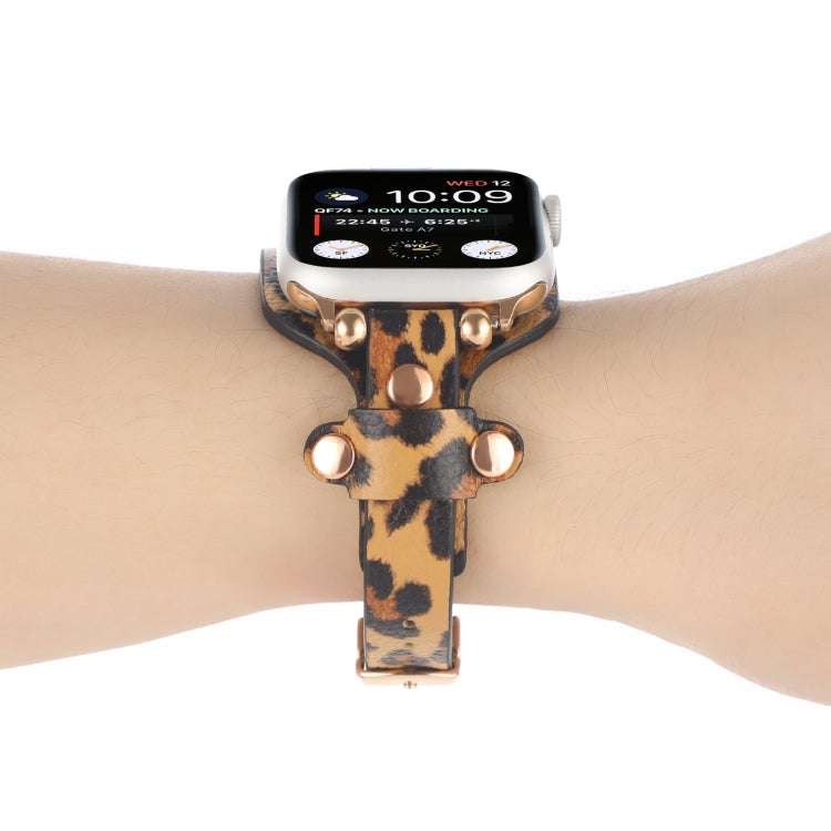 Lisslune | Leather Bracelet Watch Band for Apple Watch Ultra 49mm & Watch Ultra 2 49mm / Series 9 & 8 & 7 45mm / SE 3 & SE 2 & 6 & SE & 5 & 4 44mm / 3 & 2 & 1 42mm (Leopard Print)