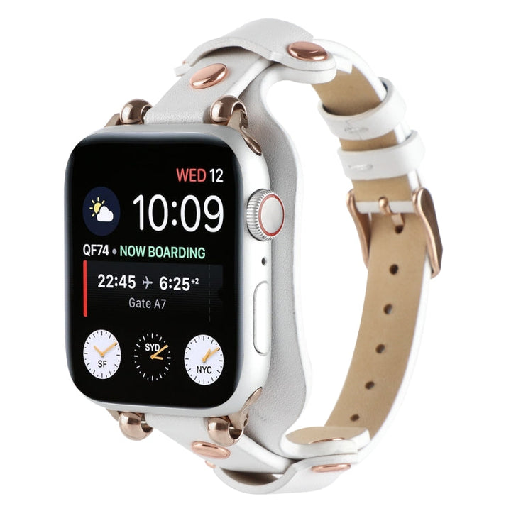 Lisslune | Bracelet Leather Watch Band for Apple Watch Ultra 49mm & Watch Ultra 2 49mm / Series 9 & 8 & 7 45mm / SE 3 & SE 2 & 6 & SE & 5 & 4 44mm / 3 & 2 & 1 42mm (White)