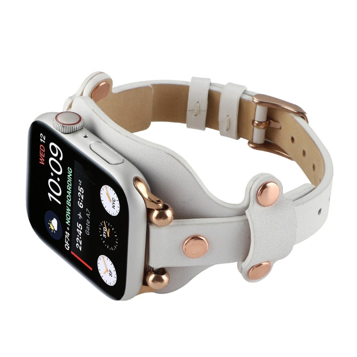 Lisslune | Bracelet Leather Watch Band for Apple Watch Ultra 49mm & Watch Ultra 2 49mm / Series 9 & 8 & 7 45mm / SE 3 & SE 2 & 6 & SE & 5 & 4 44mm / 3 & 2 & 1 42mm (White)