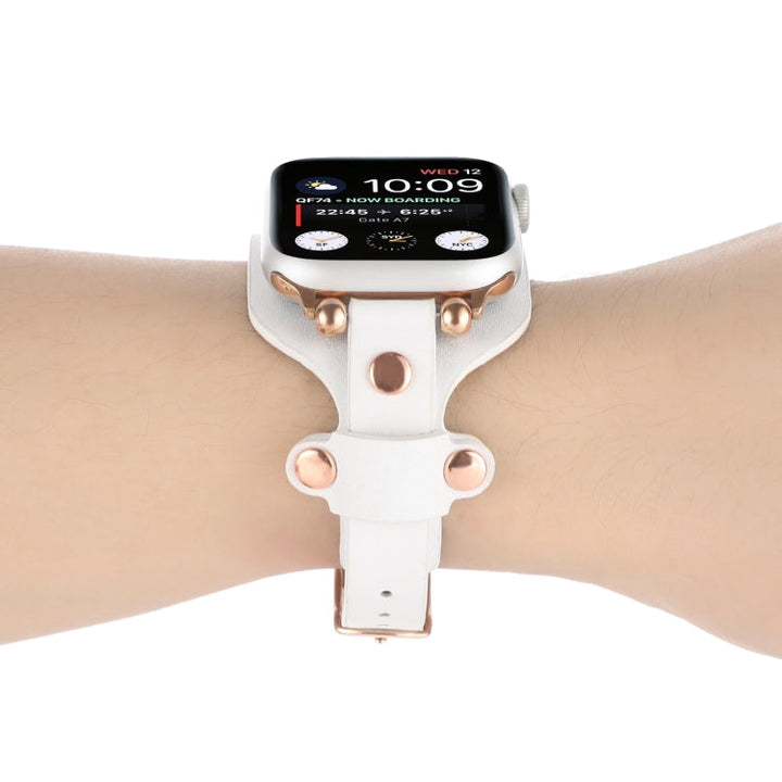 Lisslune | Bracelet Leather Watch Band for Apple Watch Ultra 49mm & Watch Ultra 2 49mm / Series 9 & 8 & 7 45mm / SE 3 & SE 2 & 6 & SE & 5 & 4 44mm / 3 & 2 & 1 42mm (White)
