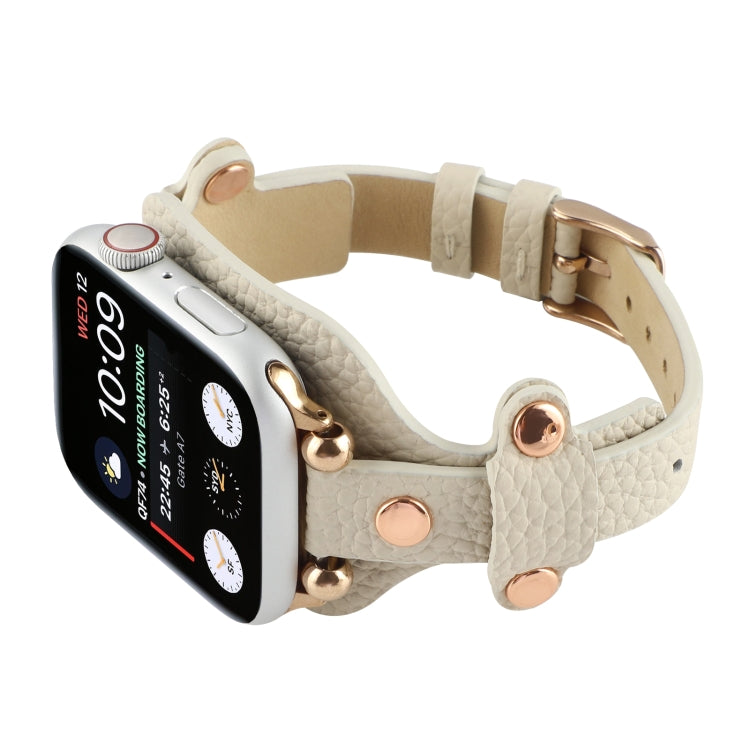 Lisslune | Leather Bracelet Watch Band for Apple Watch Ultra 49mm & Watch Ultra 2 49mm / Series 9 & 8 & 7 45mm / SE 3 & SE 2 & 6 & SE & 5 & 4 44mm / 3 & 2 & 1 42mm (Beige)