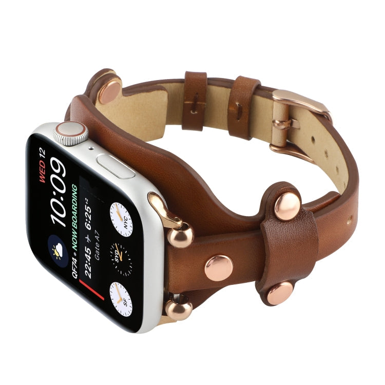Lisslune | Leather Bracelet Watch Band for Apple Watch Ultra 49mm & Watch Ultra 2 49mm / Series 9 & 8 & 7 45mm / SE 3 & SE 2 & 6 & SE & 5 & 4 44mm / 3 & 2 & 1 42mm (Dark Brown)
