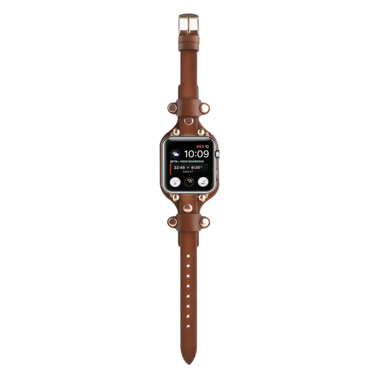 Lisslune | Leather Bracelet Watch Band for Apple Watch Ultra 49mm & Watch Ultra 2 49mm / Series 9 & 8 & 7 45mm / SE 3 & SE 2 & 6 & SE & 5 & 4 44mm / 3 & 2 & 1 42mm (Dark Brown)