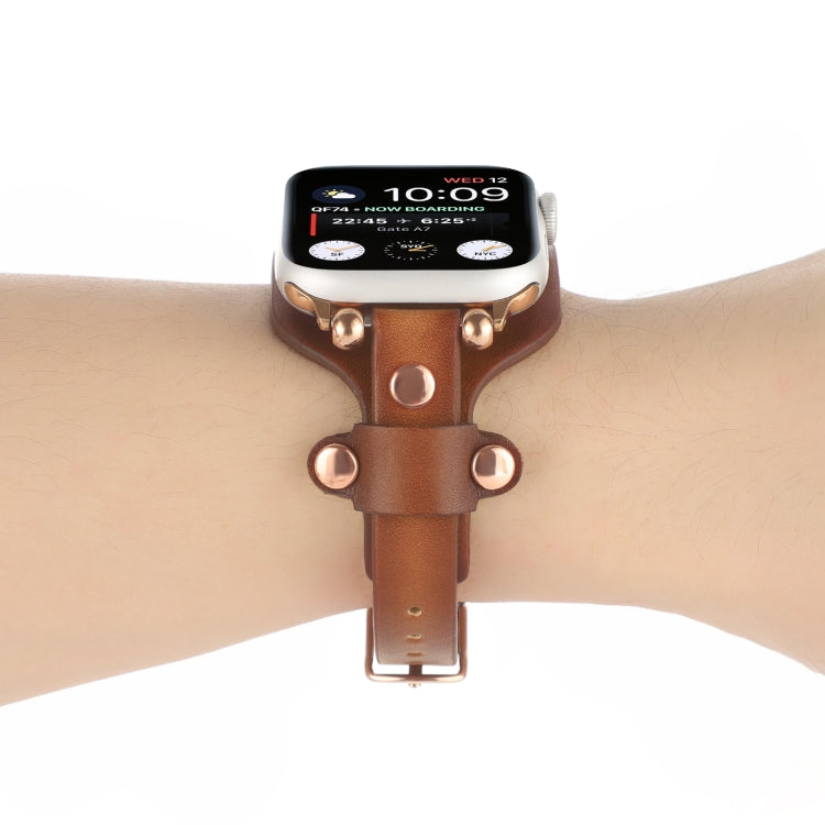 Lisslune | Leather Bracelet Watch Band for Apple Watch Ultra 49mm & Watch Ultra 2 49mm / Series 9 & 8 & 7 45mm / SE 3 & SE 2 & 6 & SE & 5 & 4 44mm / 3 & 2 & 1 42mm (Dark Brown)