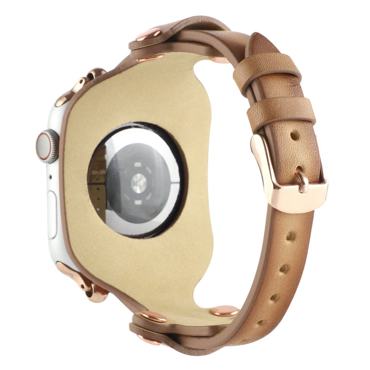 Lisslune | Bracelet Leather Watch Band for Apple Watch Ultra 49mm & Watch Ultra 2 49mm / Series 9 & 8 & 7 45mm / SE 3 & SE 2 & 6 & SE & 5 & 4 44mm / 3 & 2 & 1 42mm (Light Brown)