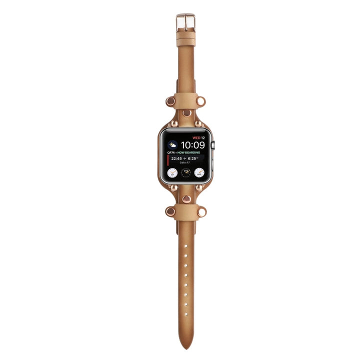 Lisslune | Bracelet Leather Watch Band for Apple Watch Ultra 49mm & Watch Ultra 2 49mm / Series 9 & 8 & 7 45mm / SE 3 & SE 2 & 6 & SE & 5 & 4 44mm / 3 & 2 & 1 42mm (Light Brown)