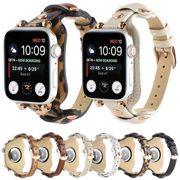 Lisslune | Bracelet Leather Watch Band for Apple Watch Ultra 49mm & Watch Ultra 2 49mm / Series 9 & 8 & 7 45mm / SE 3 & SE 2 & 6 & SE & 5 & 4 44mm / 3 & 2 & 1 42mm (White)