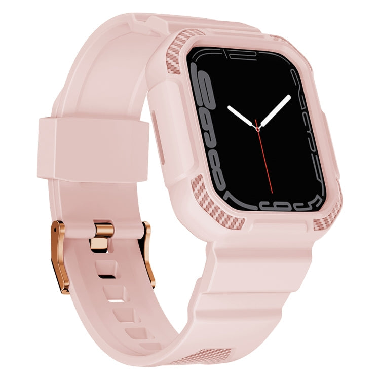 Lisslune | Integrated Carbon Fiber Pattern Silicone Watch Band for Apple Watch Series 8&7 45mm / SE 2&6&SE&5&4 44mm / 3&2&1 42mm (Pink)