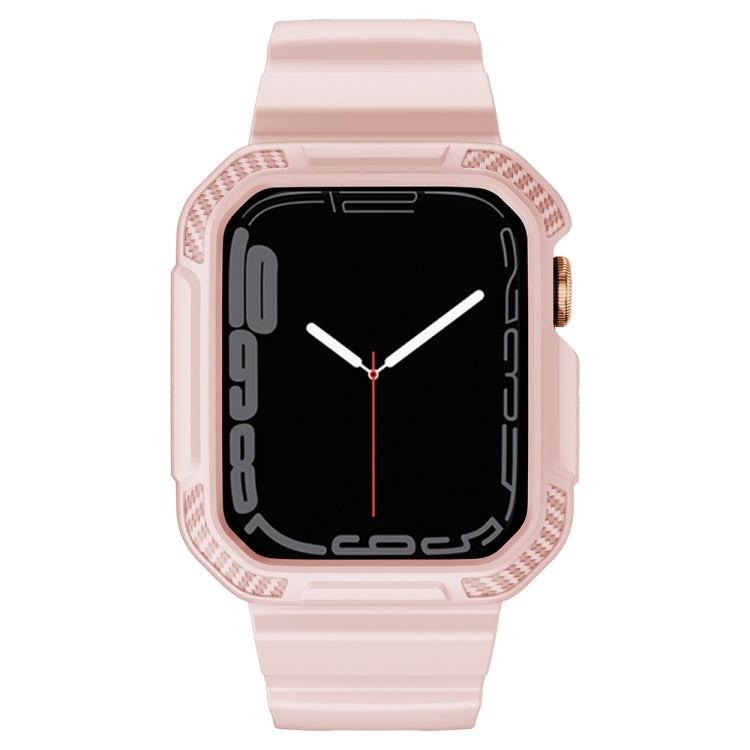 Lisslune | Integrated Carbon Fiber Pattern Silicone Watch Band for Apple Watch Series 8&7 45mm / SE 2&6&SE&5&4 44mm / 3&2&1 42mm (Pink)