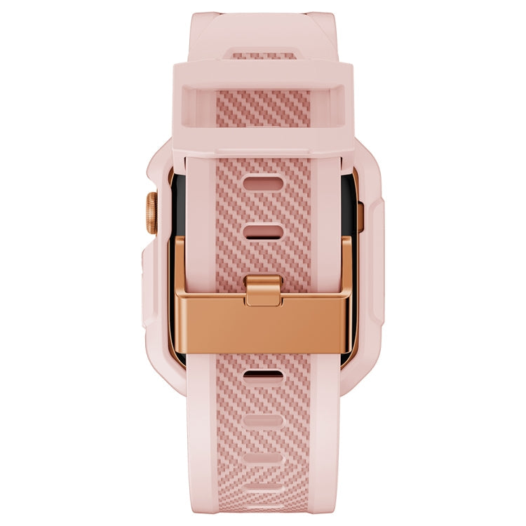 Lisslune | Integrated Carbon Fiber Pattern Silicone Watch Band for Apple Watch Series 8&7 45mm / SE 2&6&SE&5&4 44mm / 3&2&1 42mm (Pink)