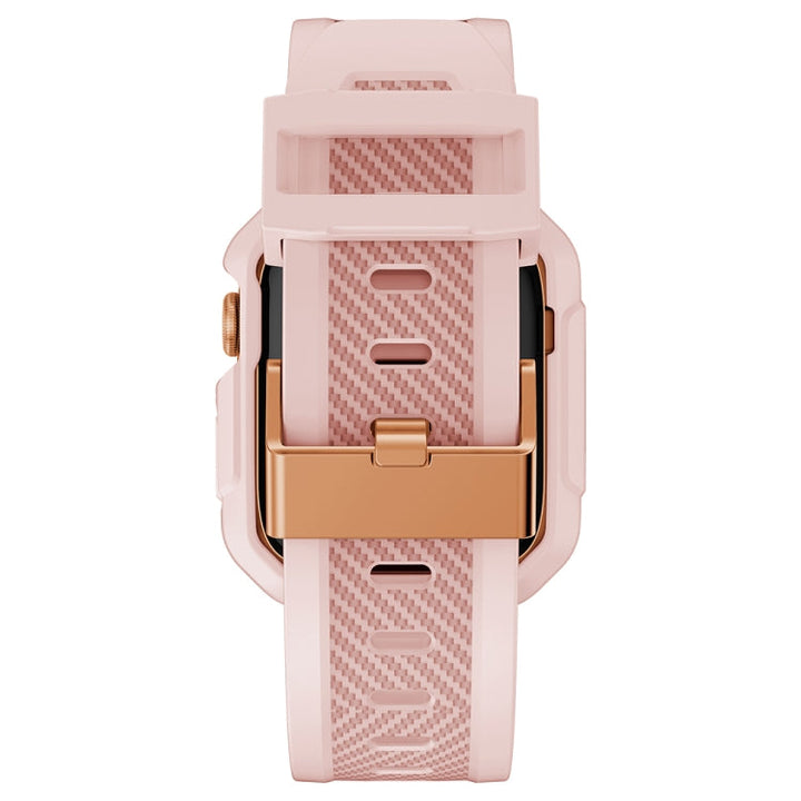 Lisslune | Integrated Carbon Fiber Pattern Silicone Watch Band for Apple Watch Series 8&7 45mm / SE 2&6&SE&5&4 44mm / 3&2&1 42mm (Pink)