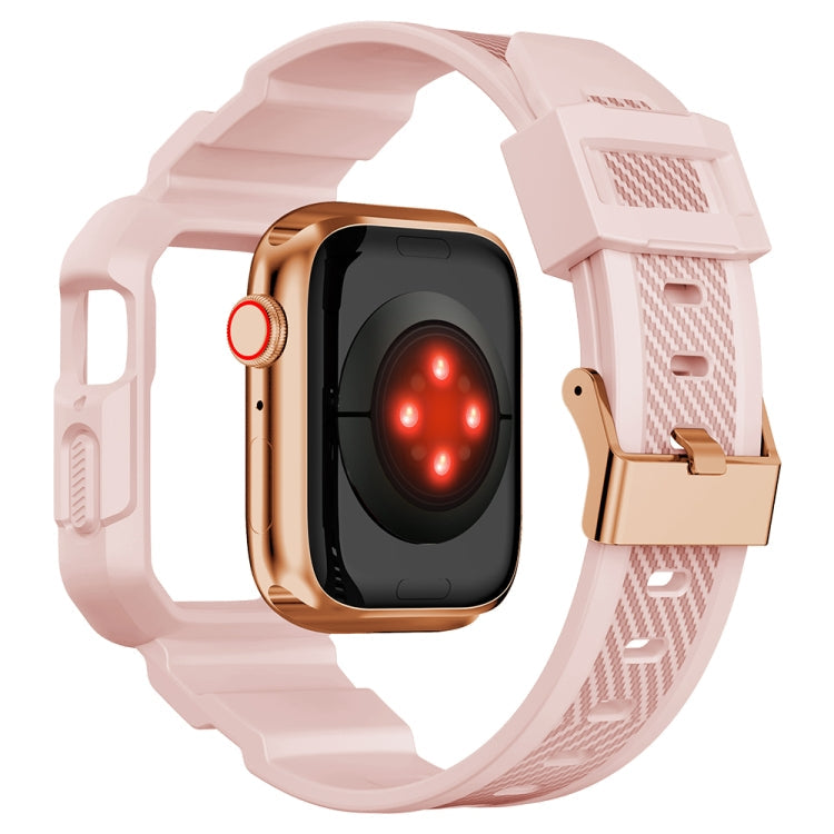 Lisslune | Integrated Carbon Fiber Pattern Silicone Watch Band for Apple Watch Series 8&7 45mm / SE 2&6&SE&5&4 44mm / 3&2&1 42mm (Pink)