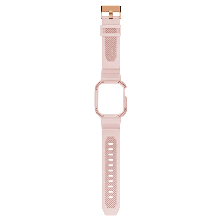 Lisslune | Integrated Carbon Fiber Pattern Silicone Watch Band for Apple Watch Series 8&7 45mm / SE 2&6&SE&5&4 44mm / 3&2&1 42mm (Pink)