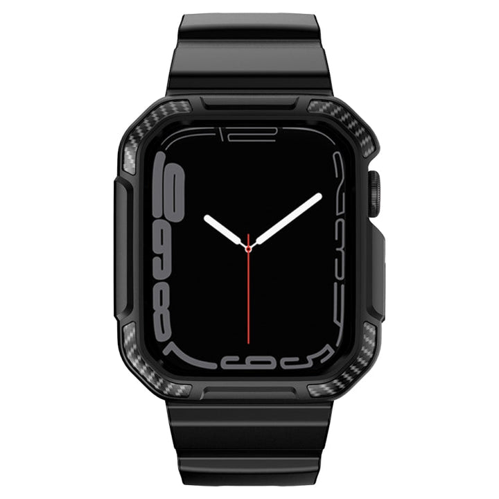 Lisslune | Integrated carbon fiber pattern silicone band for Apple Watch Series 8&7 45mm / SE 2&6&SE&5&4 44mm / 3&2&1 42mm (Black)