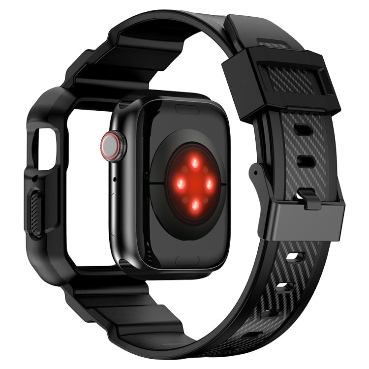 Lisslune | Integrated carbon fiber pattern silicone band for Apple Watch Series 8&7 45mm / SE 2&6&SE&5&4 44mm / 3&2&1 42mm (Black)
