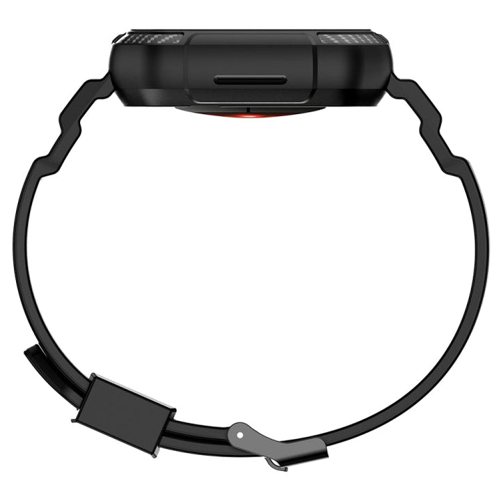 Lisslune | Integrated carbon fiber pattern silicone band for Apple Watch Series 8&7 45mm / SE 2&6&SE&5&4 44mm / 3&2&1 42mm (Black)