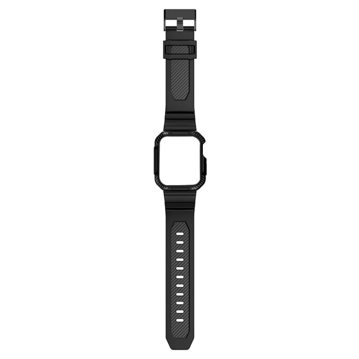 Lisslune | Integrated carbon fiber pattern silicone band for Apple Watch Series 8&7 45mm / SE 2&6&SE&5&4 44mm / 3&2&1 42mm (Black)