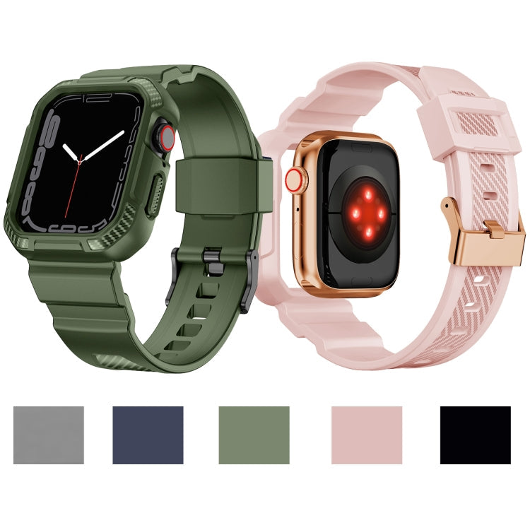 Lisslune | Integrated carbon fiber pattern silicone band for Apple Watch Series 8&7 45mm / SE 2&6&SE&5&4 44mm / 3&2&1 42mm (Black)