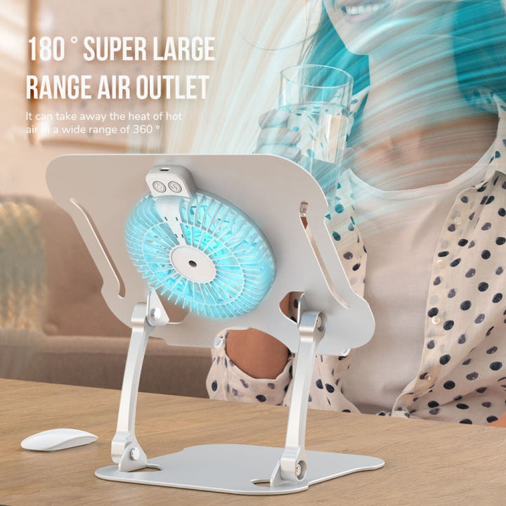 Lisslune | R-JUST BJ01-5 Laptop Folding Lift Holder with Fan (Silver)