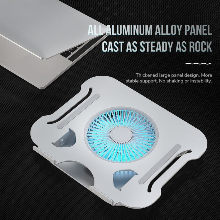Lisslune | R-JUST BJ01-5 Laptop Folding Lift Holder with Fan (Silver)