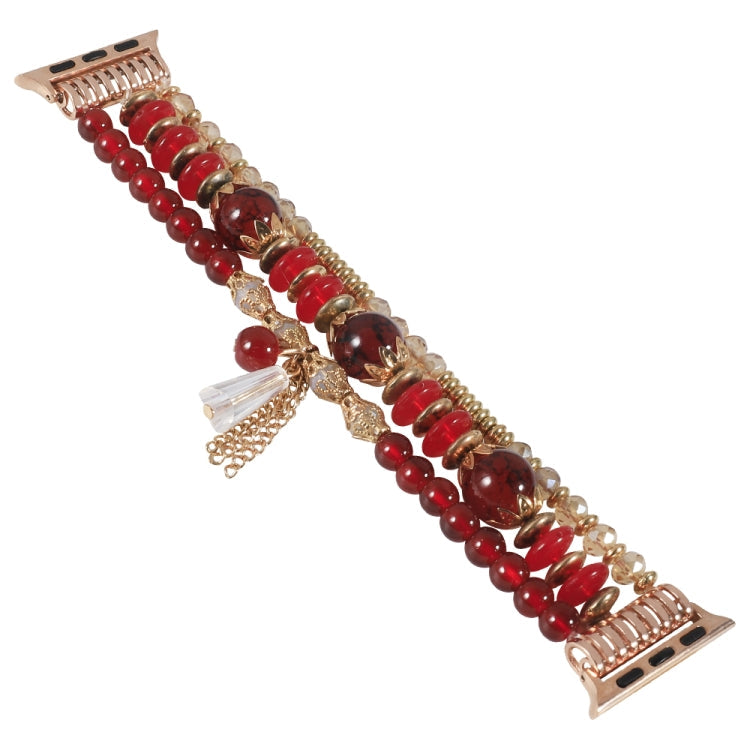 Lisslune | Chain Tassel Bracelet for Apple Watch Ultra 49mm & Watch Ultra 2 49mm / Series 9 & 8 & 7 45mm / SE 3 & SE 2 & 6 & SE & 5 & 4 44mm / 3 & 2 & 1 42mm (Red)