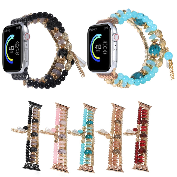 Lisslune | Chain tassel watch band for Apple Watch Ultra 49mm & Watch Ultra 2 49mm / Series 9 & 8 & 7 45mm / SE 3 & SE 2 & 6 & SE & 5 & 4 44mm / 3 & 2 & 1 42mm (Light Coffee)