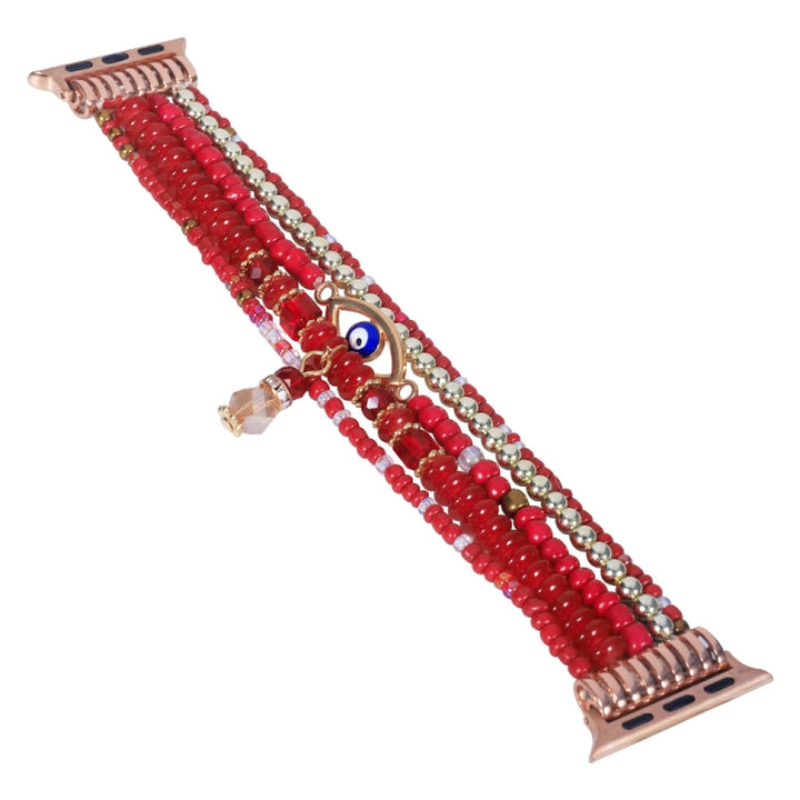 Lisslune | Eye Pearls Chain Watch Band For Apple Watch Series 9&8&7 41mm / SE 3&SE 2&6&SE&5&4 40mm / 3&2&1 38mm(Red)