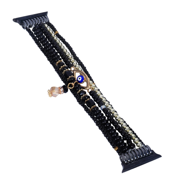 Lisslune | Eye Pearl Chain Bracelet for Apple Watch Series 9&8&7 41mm / SE 3&SE 2&6&SE&5&4 40mm / 3&2&1 38mm (Black)