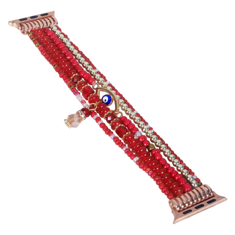 Lisslune | Eye pearl necklace watch band for Apple Watch Ultra 49mm & Watch Ultra 2 49mm / Series 9 & 8 & 7 45mm / SE 3 & SE 2 & 6 & SE & 5 & 4 44mm / 3 & 2 & 1 42mm (Red)