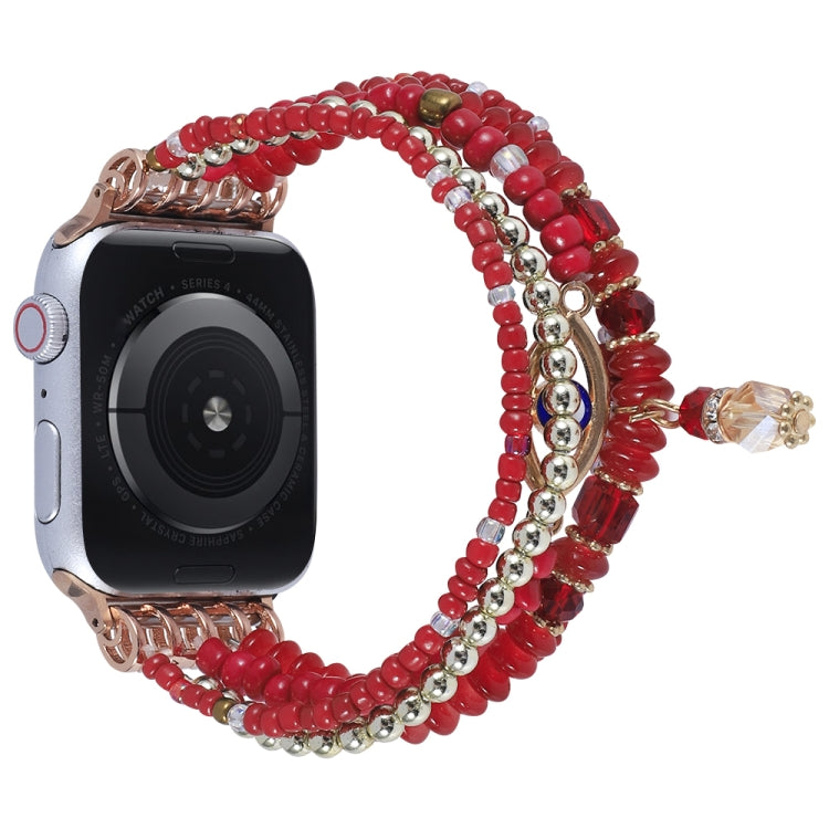 Lisslune | Eye pearl necklace watch band for Apple Watch Ultra 49mm & Watch Ultra 2 49mm / Series 9 & 8 & 7 45mm / SE 3 & SE 2 & 6 & SE & 5 & 4 44mm / 3 & 2 & 1 42mm (Red)