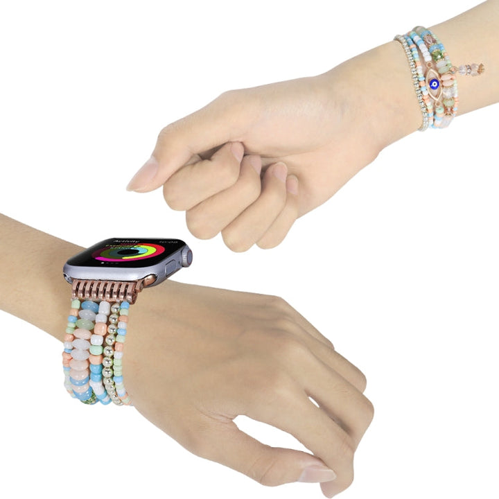 Lisslune | Eye bead chain watch strap for Apple Watch Ultra 49mm & Watch Ultra 2 49mm / Series 9 & 8 & 7 45mm / SE 3 & SE 2 & 6 & SE & 5 & 4 44mm / 3 & 2 & 1 42mm (Colorful)