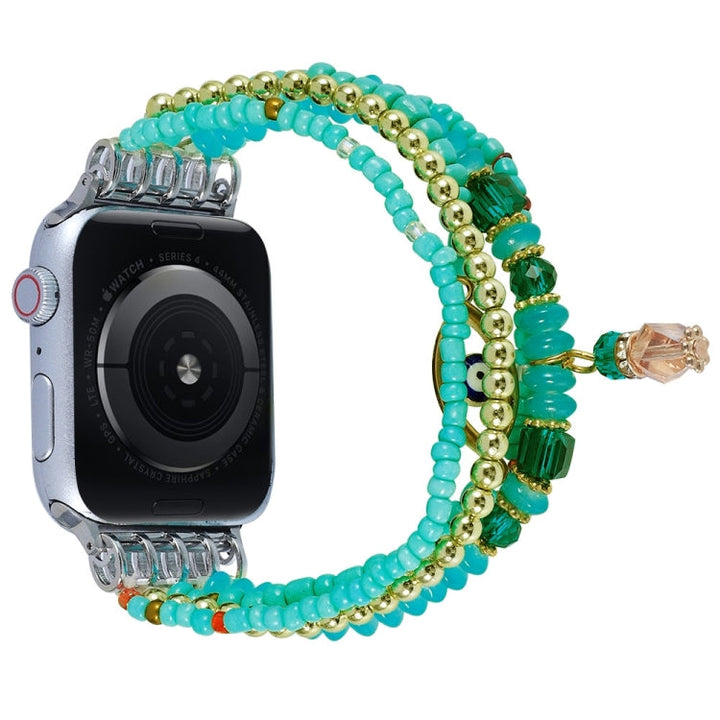 Lisslune | Eye bead chain wristband for Apple Watch Ultra 49mm & Watch Ultra 2 49mm / Series 9 & 8 & 7 45mm / SE 3 & SE 2 & 6 & SE & 5 & 4 44mm / 3 & 2 & 1 42mm (Blue)