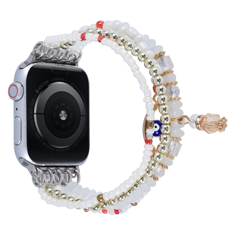 Lisslune | Eye pearl chain watch strap for Apple Watch Ultra 49mm & Watch Ultra 2 49mm / Series 9 & 8 & 7 45mm / SE 3 & SE 2 & 6 & SE & 5 & 4 44mm / 3 & 2 & 1 42mm (White)