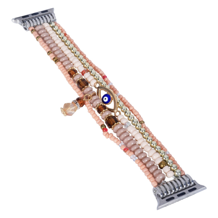 Lisslune | Eye Pearls Chain Bracelet For Apple Watch Ultra 49mm & Watch Ultra 2 49mm / Series 9 & 8 & 7 45mm / SE 3 & SE 2 & 6 & SE & 5 & 4 44mm / 3 & 2 & 1 42mm (Pink)