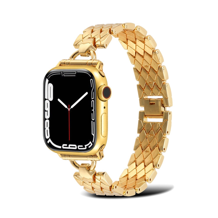 Lisslune | D-shaped diamond metal watch band for Apple Watch Series 9&8&7 41mm / SE 3&SE 2&6&SE&5&4 40mm / 3&2&1 38mm (Gold)
