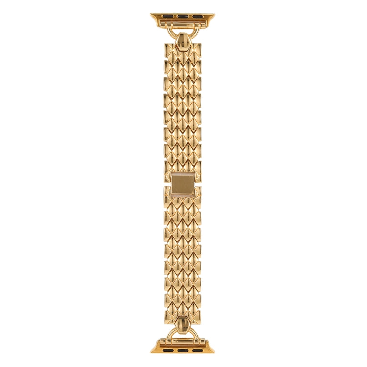 Lisslune | D-shaped diamond metal watch band for Apple Watch Series 9&8&7 41mm / SE 3&SE 2&6&SE&5&4 40mm / 3&2&1 38mm (Gold)