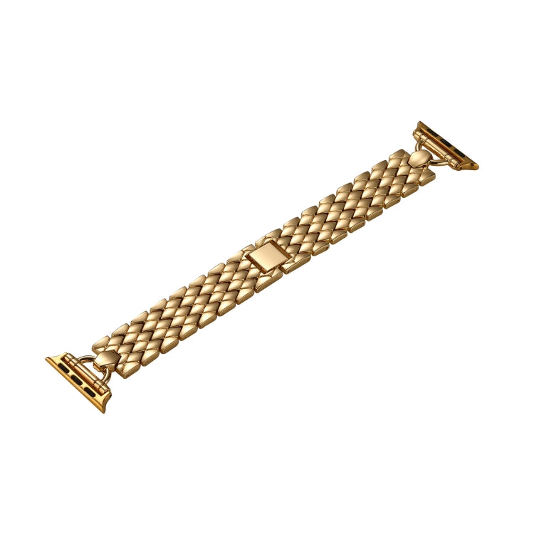 Lisslune | D-shaped diamond metal watch band for Apple Watch Series 9&8&7 41mm / SE 3&SE 2&6&SE&5&4 40mm / 3&2&1 38mm (Gold)