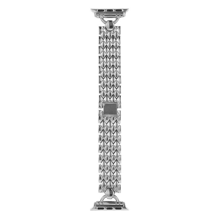 Lisslune | D-shaped diamond metal bracelet for Apple Watch Series 9&8&7 41mm / SE 3&SE 2&6&SE&5&4 40mm / 3&2&1 38mm (Silver)