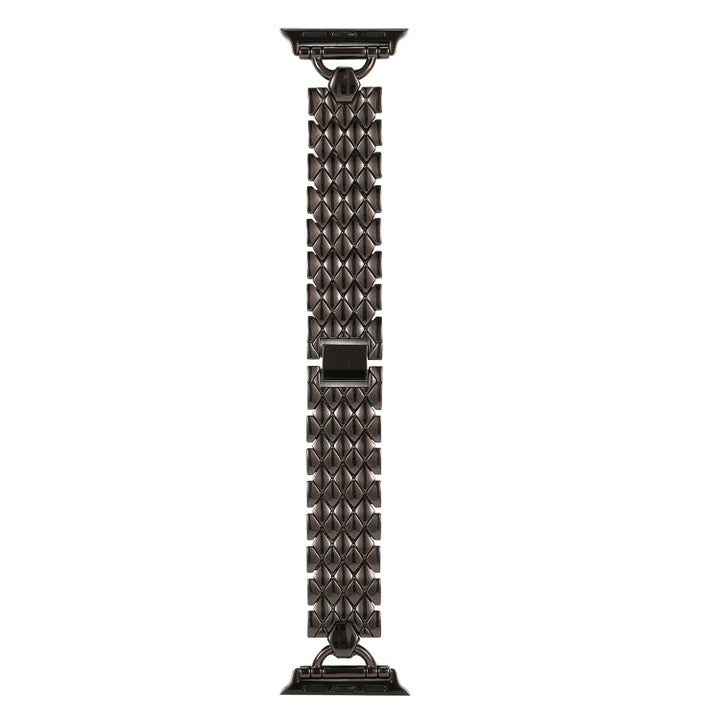 Lisslune | D-shaped diamond metal watch band for Apple Watch Series 9&8&7 41mm / SE 3&SE 2&6&SE&5&4 40mm / 3&2&1 38mm (Black)