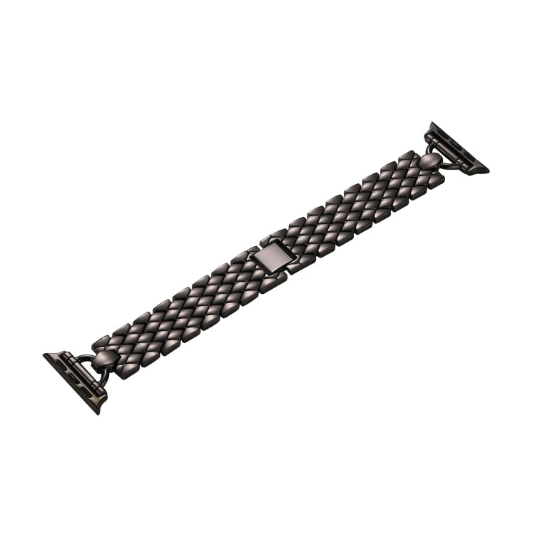 Lisslune | D-shaped diamond metal watch band for Apple Watch Series 9&8&7 41mm / SE 3&SE 2&6&SE&5&4 40mm / 3&2&1 38mm (Black)