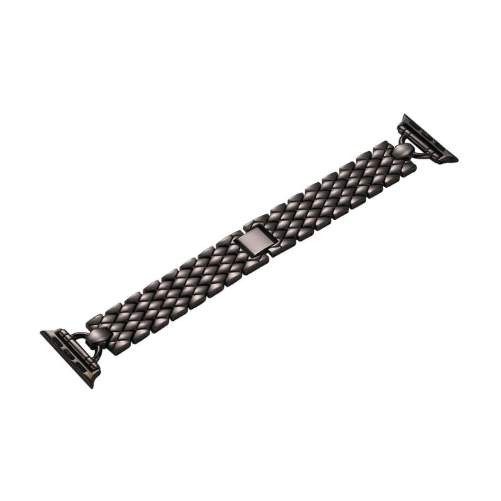 Lisslune | D-shaped diamond metal watch band for Apple Watch Series 9&8&7 41mm / SE 3&SE 2&6&SE&5&4 40mm / 3&2&1 38mm (Black)