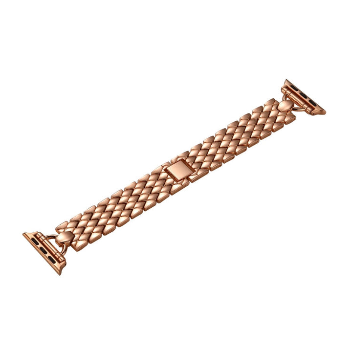 Lisslune | D-shaped diamond metal bracelet for Apple Watch Series 9&8&7 41mm / SE 3&SE 2&6&SE&5&4 40mm / 3&2&1 38mm (Rose Gold)