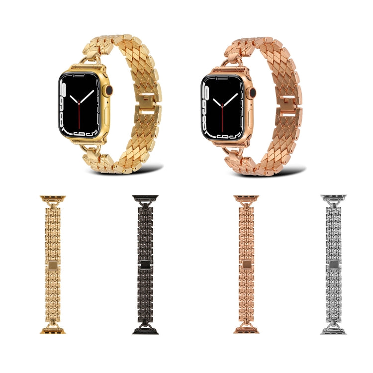 Lisslune | D-shaped diamond metal watch band for Apple Watch Series 9&8&7 41mm / SE 3&SE 2&6&SE&5&4 40mm / 3&2&1 38mm (Black)